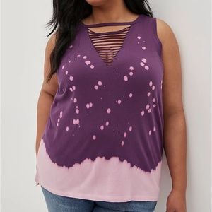 Torrid Tank Top 1X 3X 5X Purple Pink Tie Dye Splatter Slashed Plus Size Shirt